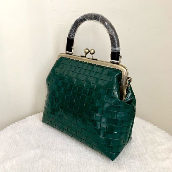 Vintage style Handmade Genuine Embossed Leather Top Handle Bag & Small Purse Set - Picture 5 of 16